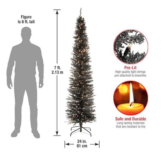7ft. Pre-Lit Tinsel Artificial Christmas Tree